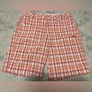 Puma Golf Shorts Mens 36 Orange Plaid DryCell Activewear Flat Front